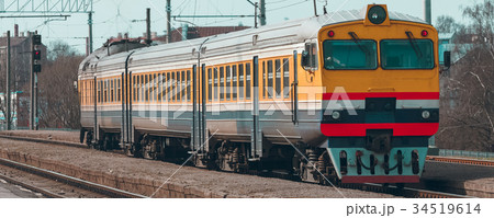 Yellow diesel train Yellow diesel train 34519614