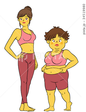 ダイエット成功の女性と失敗した女性 34519980