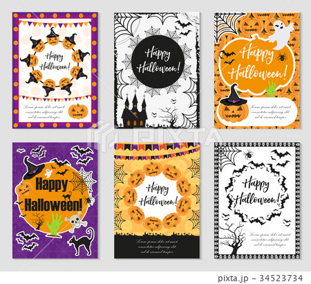 Halloween set of trendy posters.Happy Halloween 34523734