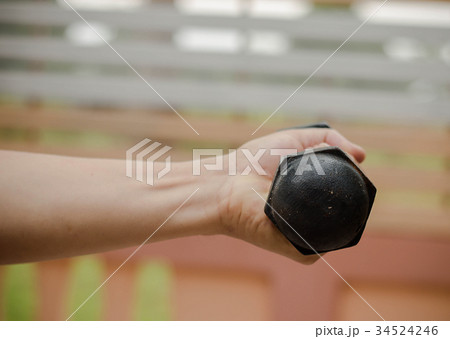 Dumbbell on selective focus Dumbbell on selective focus 34524246