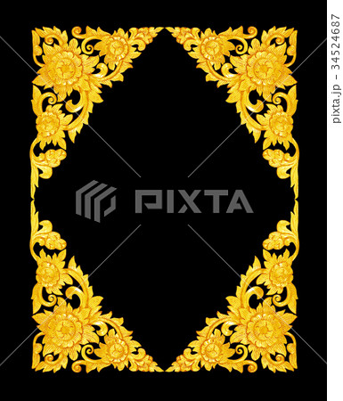 Pattern of wood carve gold paint for decoration Pattern of wood carve gold paint for decoration 34524687