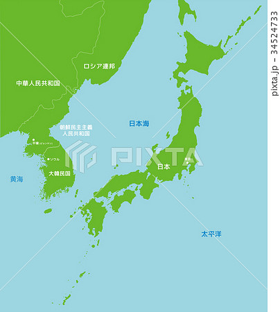 地図 北朝鮮と日本 極東地域のイラスト素材