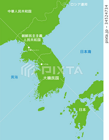 北朝鮮と周辺国地図のイラスト素材