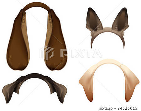 Set Dog ears mask isolated on white 34525015
