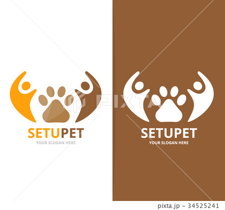Vector paw and people logo combination. Pet and Vector paw and people logo combination. Pet and 34525241