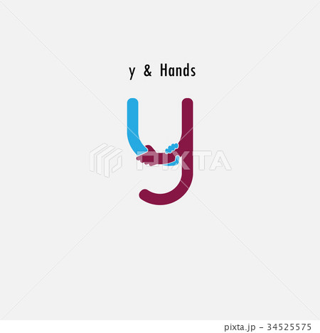 y-  Letter abstract icon & hands logo design  34525575