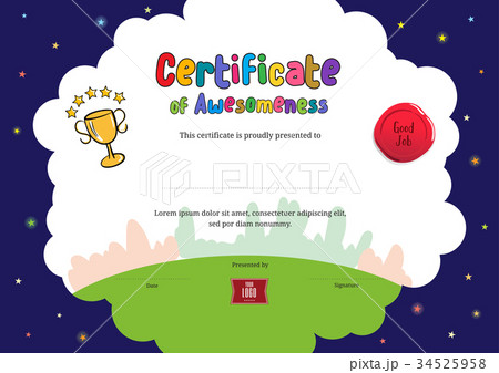 Kids Diploma, certificate of awesomeness template 34525958