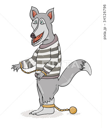 wolf with chains in striped shirt 34526796