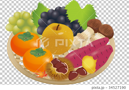 秋の果実のイラスト|栗・梨・柿・葡萄|Illustration of autumn taste 秋の果実のイラスト|栗・梨・柿・葡萄|Illustration of autumn taste 34527190