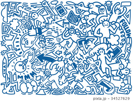 Vector line art Doodle cartoon set of people Vector line art Doodle cartoon set of people 34527629