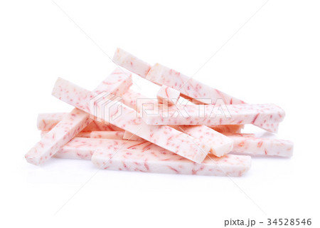pile of taro root stick isolated on white  34528546