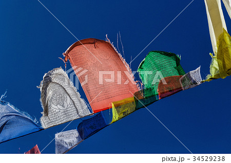 Colorful Nepalese flags 34529238