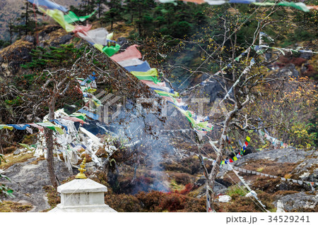 Colorful Nepalese flags 34529241