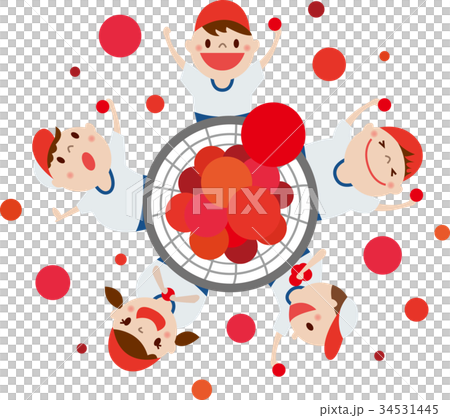 運動会　玉入れする子供たち 34531445