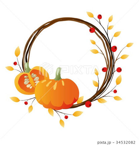 Autumn wreath with pumpkins Autumn wreath with pumpkins 34532082