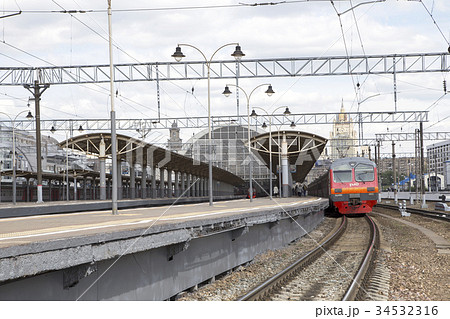 Train on Kiyevskaya railway station.Moscow, Russia Train on Kiyevskaya railway station.Moscow, Russia 34532316