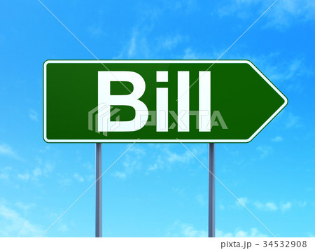 Currency concept: Bill on road sign background 34532908