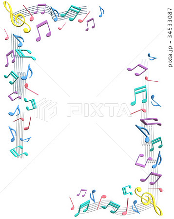 音符と五線譜の飾り切り抜き 34533087