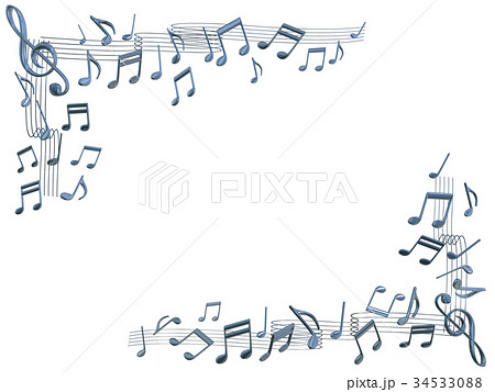 音符と五線譜の飾り切り抜きのイラスト素材 34533088 Pixta