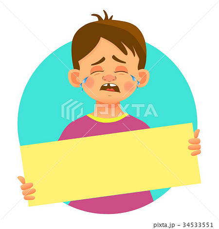 Boy holding blank poster 34533551
