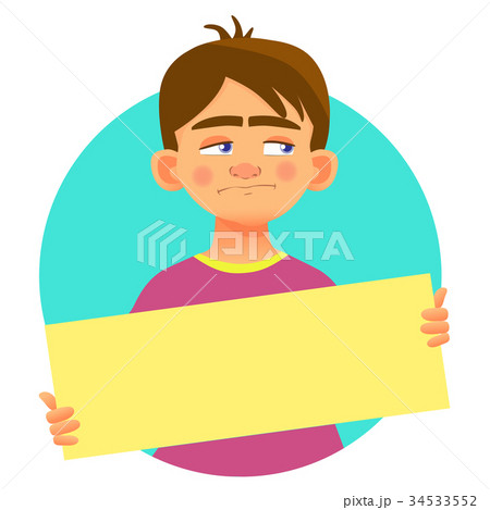 Boy holding blank poster 34533552