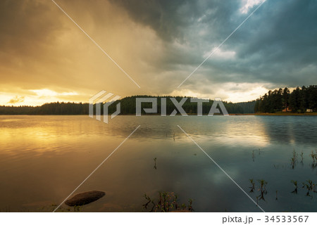 Lake sunrise  view of Shiroka Polyana 34533567