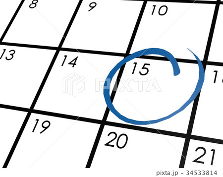 Calendar circled with blue marker Calendar circled with blue marker 34533814