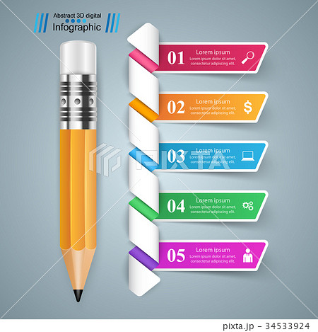 Business Infographics. Pencil icon. 34533924