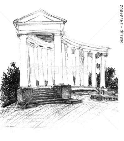 Pencil sketch of colonnade 34534902