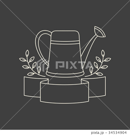 Vintage watering can with ribbon emblem Vintage watering can with ribbon emblem 34534904
