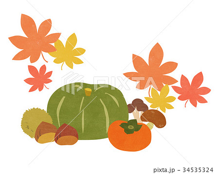 秋の野菜果物のイラスト素材