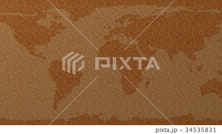 world map cork pinboard 3d illustration. 34535831