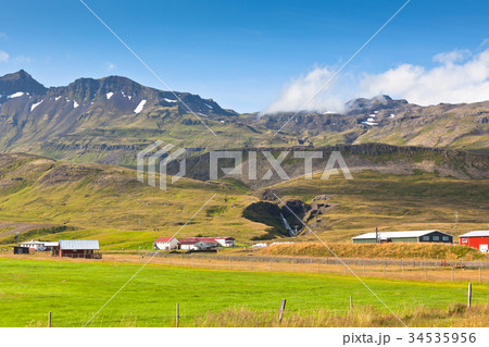 Mountains landscape with Icelandic Houses 34535956