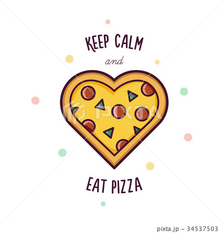 Pizza in the form of heart. Vector illustration. 34537503