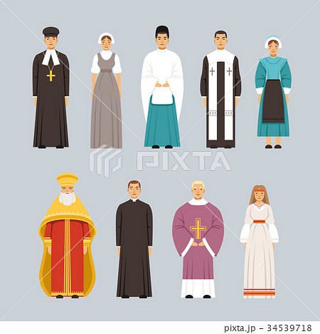 Religion People Characters Set Men And Women Ofのイラスト素材