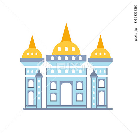 Fairytale royal castle with fortified wall and 34539866