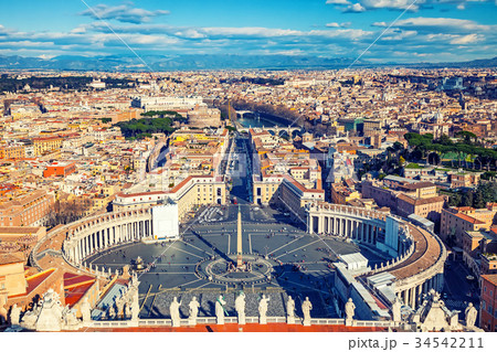 Aerial view of Rome from Saint Peter's cathedral 34542211
