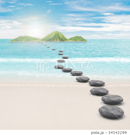 Pebble road to island 3d rendering 34542299