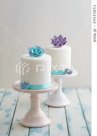 Mini succulent wedding cakes 34543651