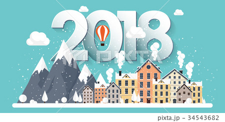 Vector illustration. 2018 winter urban landscape Vector illustration. 2018 winter urban landscape 34543682