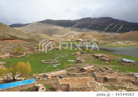 Mountain landscape covered by melting snow 34544065