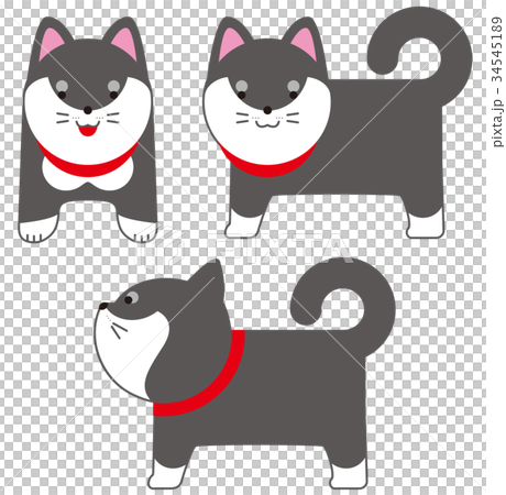 黒柴犬キャラクターのイラスト素材