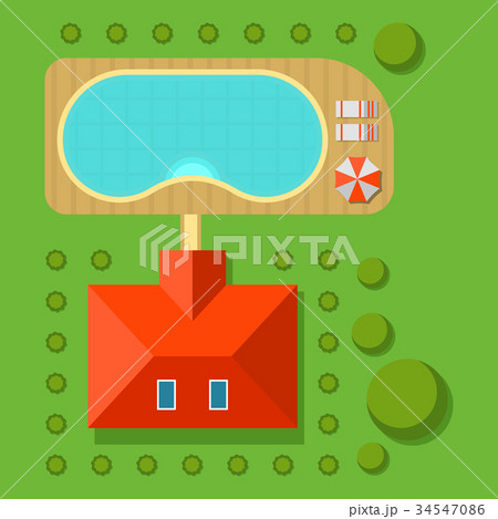 Plan of private house vector illustration top view Plan of private house vector illustration top view 34547086