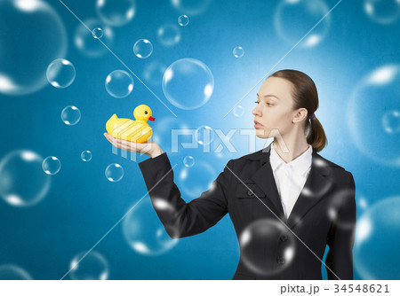 Woman and duck 34548621