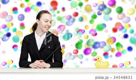 Woman and duck 34548631