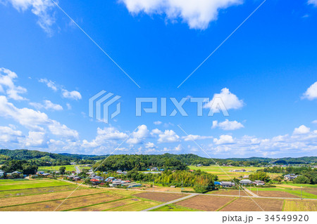 睦沢町上之郷　長楽寺付近を空撮 34549920