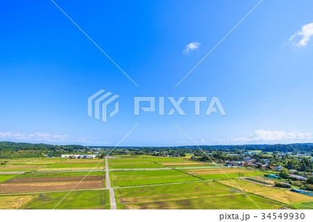 睦沢町上之郷　長楽寺付近を空撮 34549930