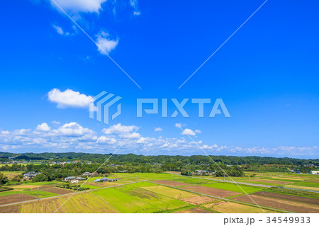 睦沢町上之郷　長楽寺付近を空撮 34549933