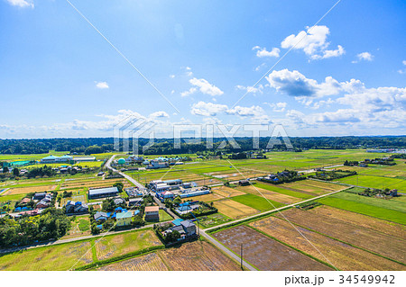睦沢町上之郷　長楽寺付近を空撮 34549942