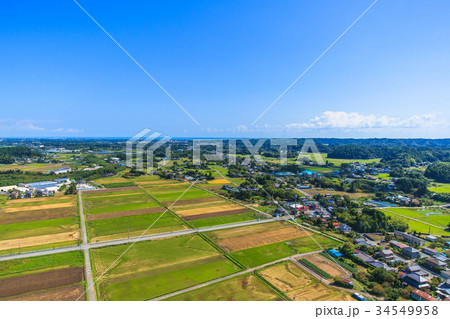 睦沢町上之郷　長楽寺付近を空撮 34549958